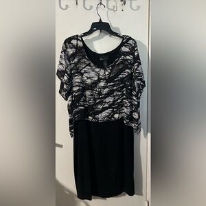 Lane Bryant Graphic Design Black and White Dress with Overlay